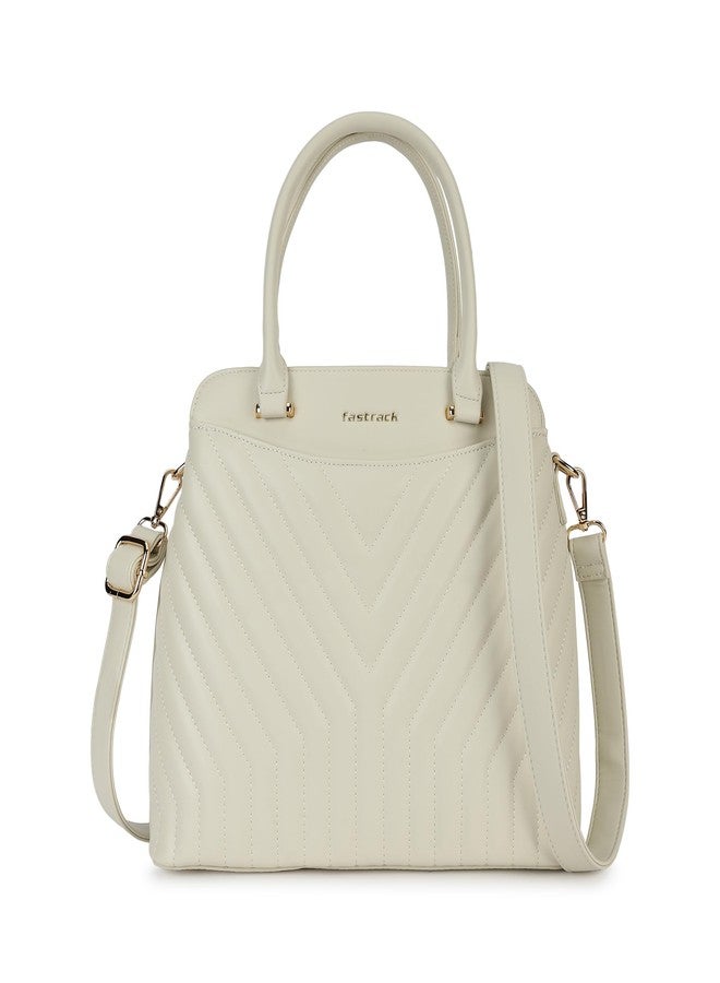 Fastrack Structured Quilted Satchel Bag for Women | Medium Faux Leather Bag with 3 Compartments, Top Handles, Detachable Strap, Multiple Pockets | Elegant Everyday Satchel for Work, College, Outings - Image 1